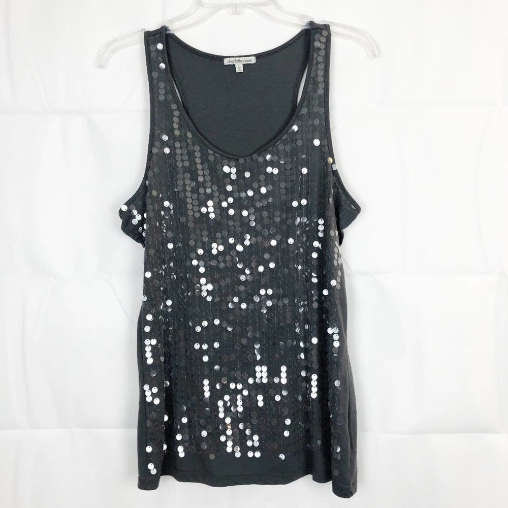 Charlotte Russe Sleeveless Gray Sequin Top Size L